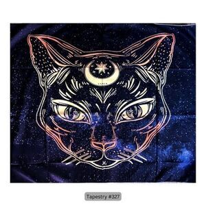 Celestial Black Cat Tapestry Hanging Wall Decor